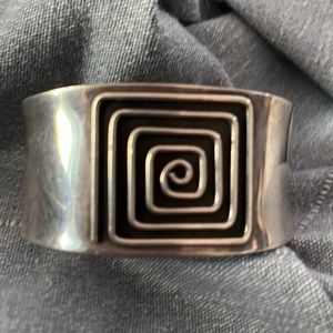 Mid Century Mexico Sterling Rectangular Line Design. CUFF BRACELET